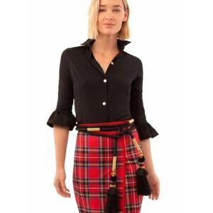 Gretchen Scott Wash/Wear Priss Black Ladies Blouse Size XS